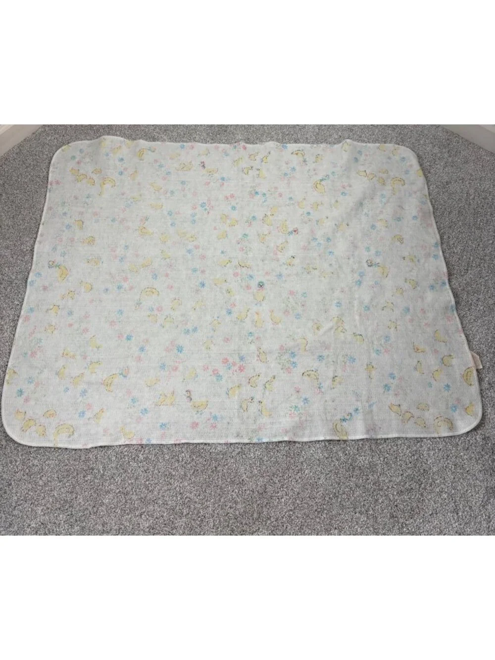 Chatham Vintage Baby Blanket Multicolored Ducks Floral Fade